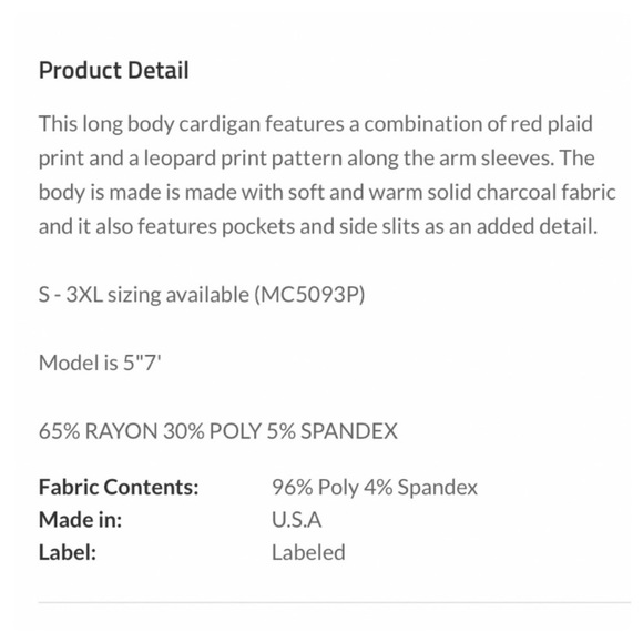 NEW Long Body Leopard & Buffalo Plaid Cardigan With Pockets - Picture 4 of 4